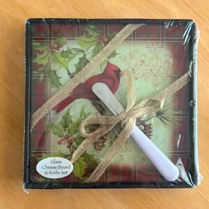 Glass Cheese Board & Knife Set